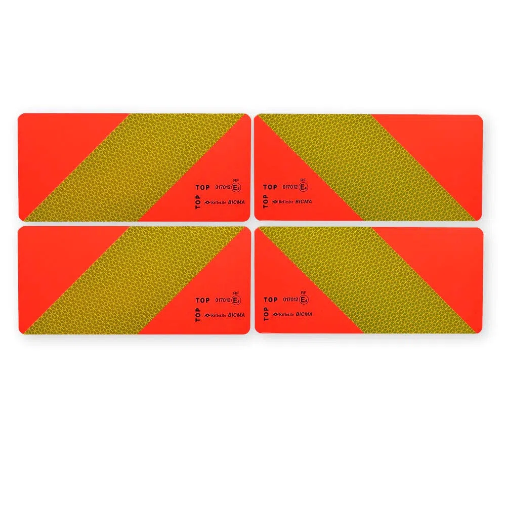 Lot de 4 panneaux d'avertissement 285 x 132 mm en Alu pour tracteurs ECE 70.01 - Réflecteur - Réfléchissant