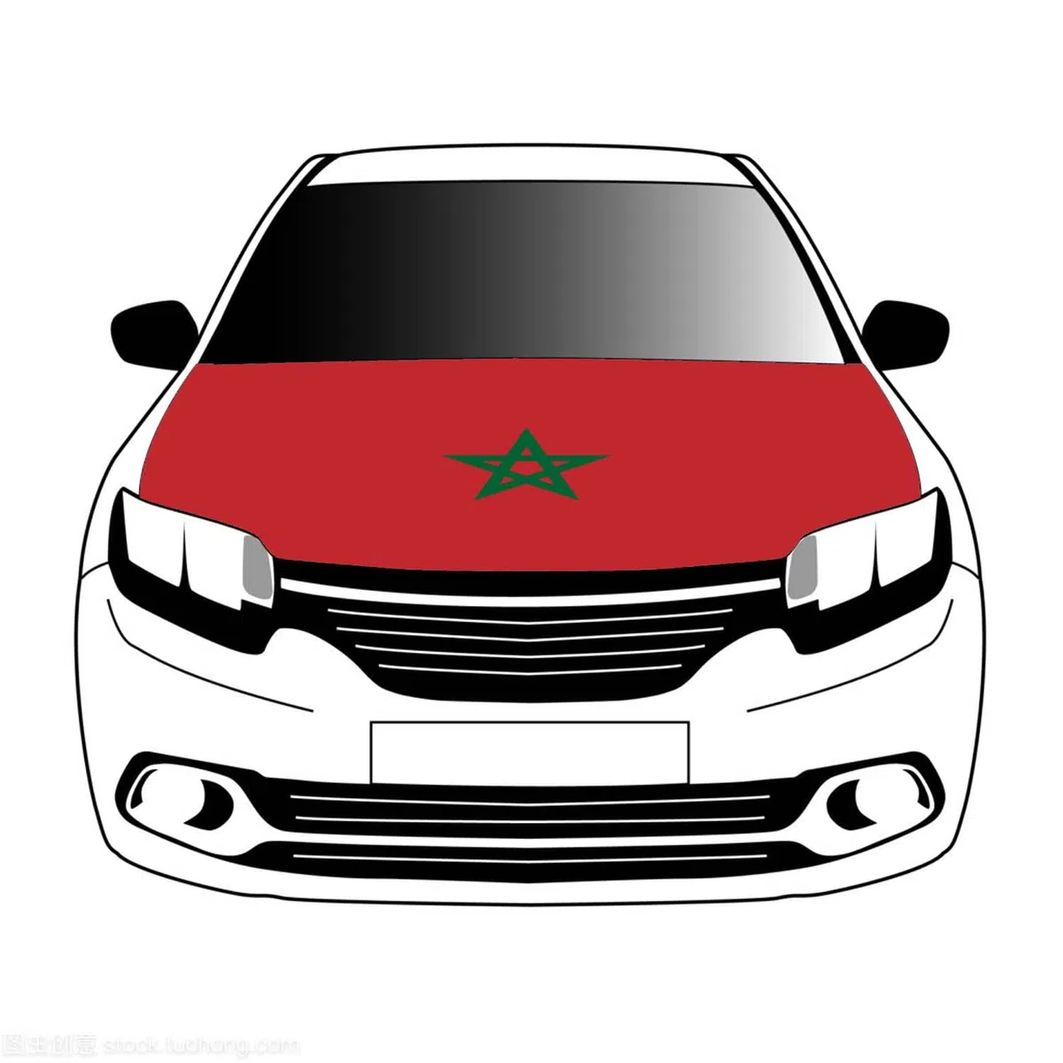 Drapeau marocain pour capot de voiture 1 x 1,5 m 100 % polyester