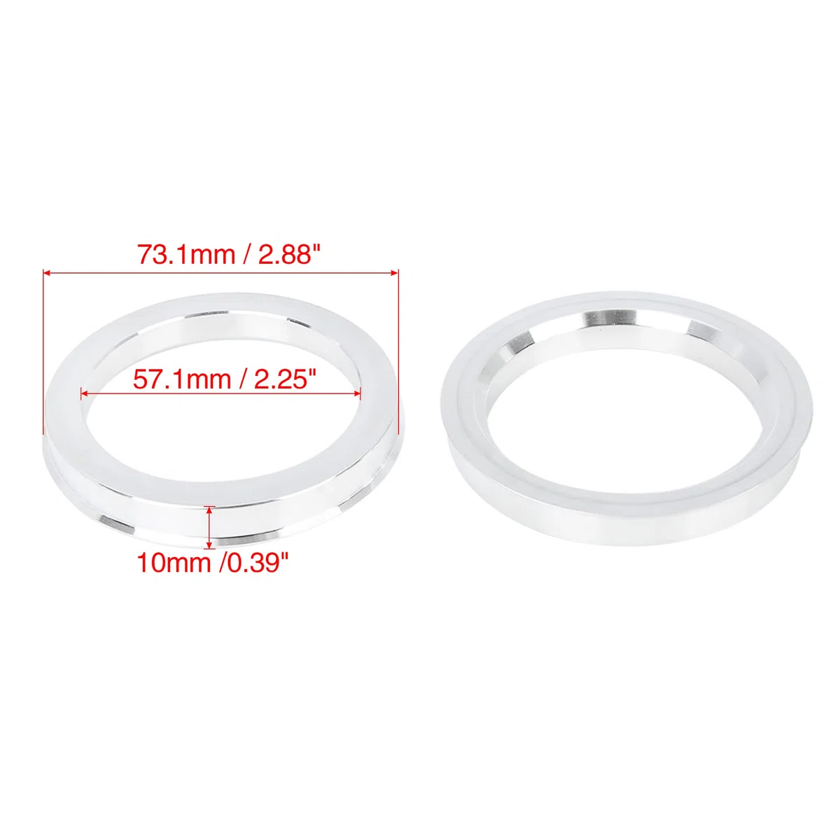 X AUTOHAUX 4X Anneaux De Centrage 73.1-57.1mm Alliage Aluminium Voiture | Profondeur: 10mm, Élimine Les Vibrations, Ajustement Précis, Usinage De Précision, Convient Pour La Plupart Des Véhicules