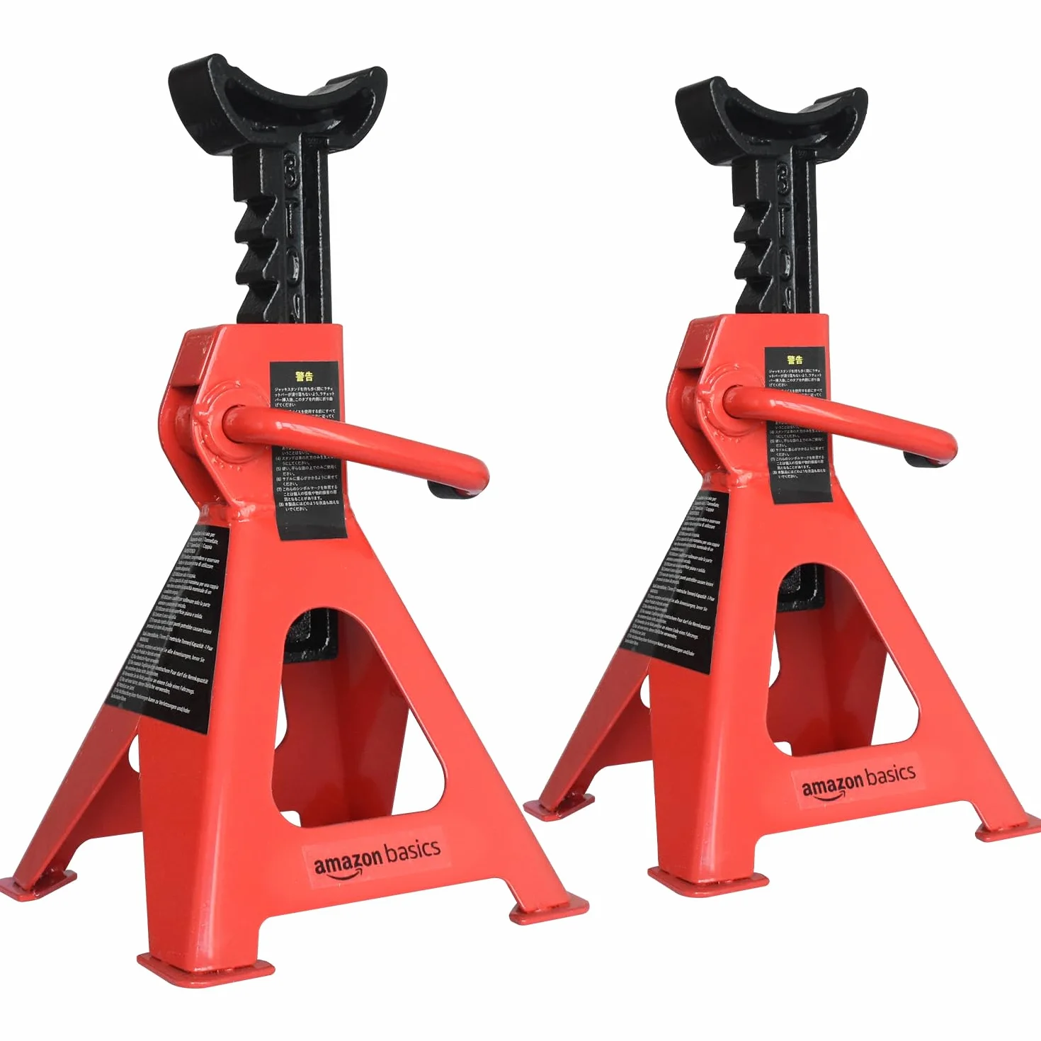 Amazon Basics de chandelles en acier, Capacité 3 tonnes (2.7 tonnes métriques), pour Voiture, Noir/Rouge, 1 Paire