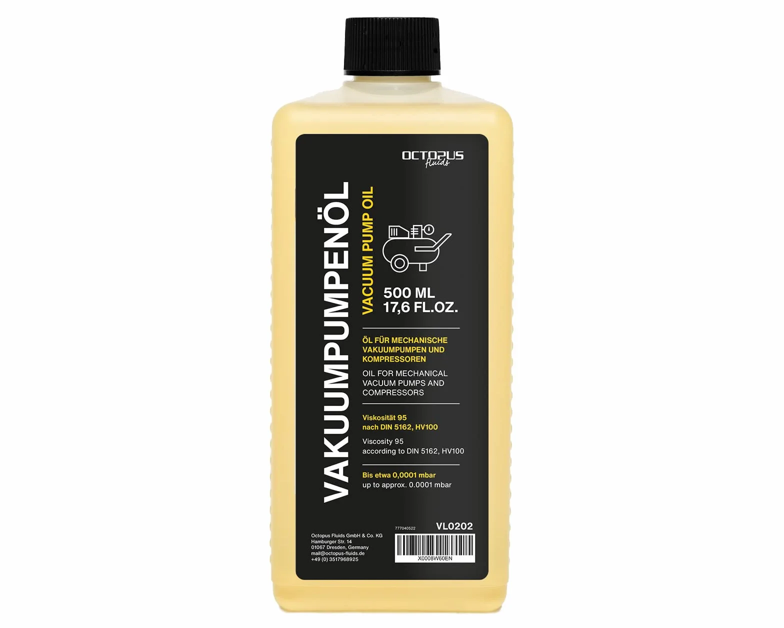 Huile pour Pompe à Vide et Compresseur - Octopus 500ml Huile de Machine HV100