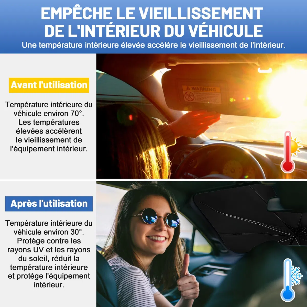 Pare-Brise de Voiture,Pare-Soleil Voiture,Pare-Soleil Voiture Pare-Brise Intérieur,2025 Dernier Pare-Soleil Avant Pliable,Bloque Les Rayons UV