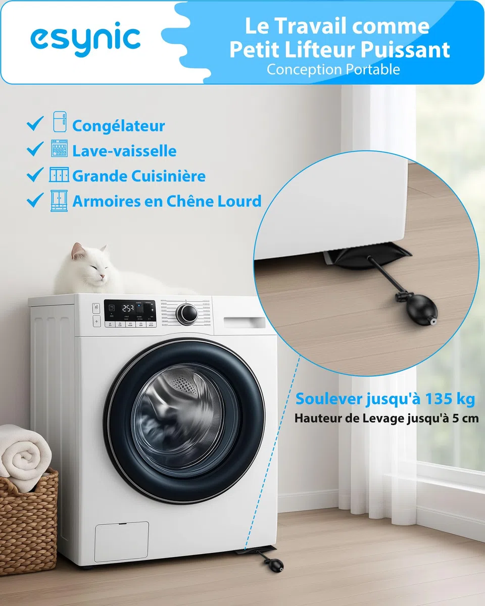eSynic Lot de 2 Sacs gonflables en TPU Durable pour Porte de Levage - 15 x 16,5 cm - Capacité de Charge : 200 kg