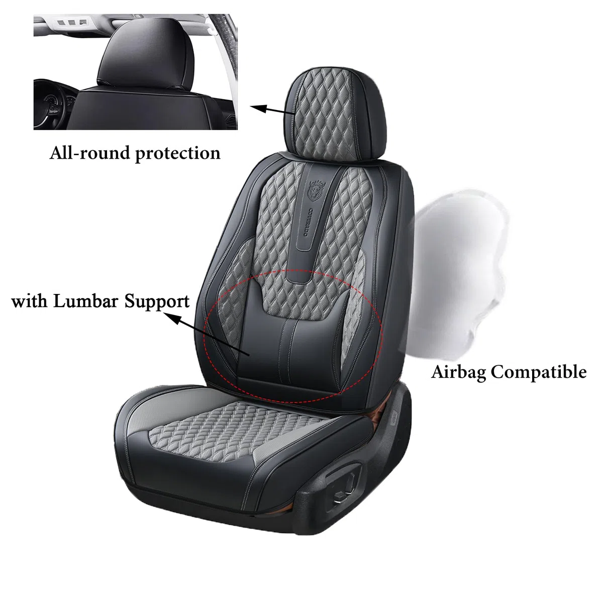 Coverado Housses de siège universelles pour Voiture, Ensembles de Housses de Protection Siège Voiture Avant 2 pièces, Cuir PU imperméable Housses Siège aux berlines SUV Pick-ups B8839 Seat