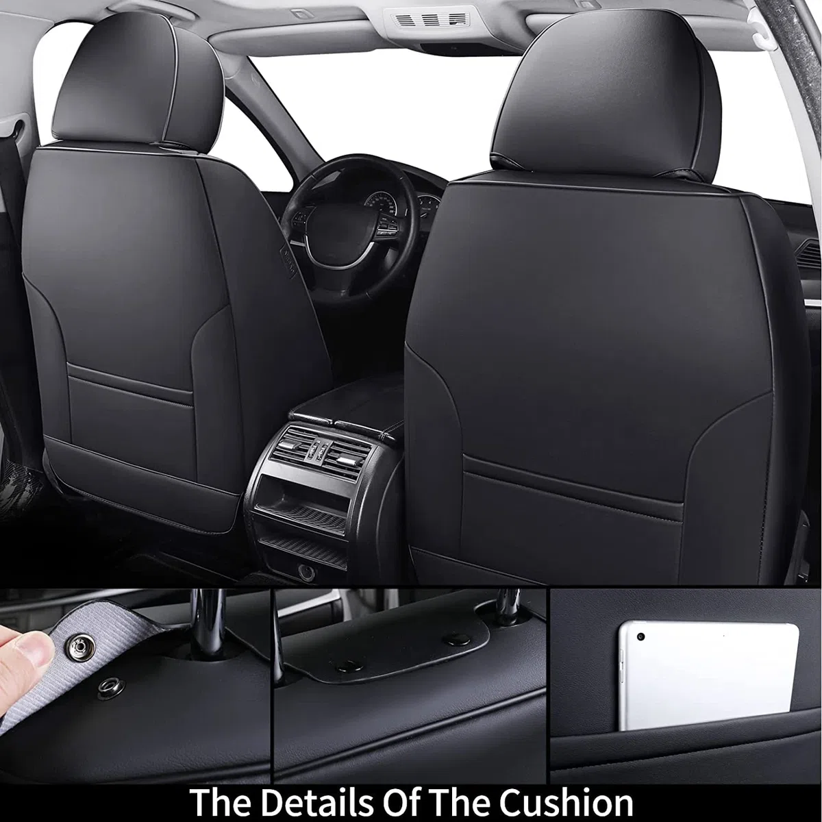 Coverado Housses de siège universelles pour Voiture, Ensembles de Housses de Protection Siège Voiture Avant 2 pièces, Cuir PU imperméable Housses Siège aux berlines SUV Pick-ups B8839 Seat
