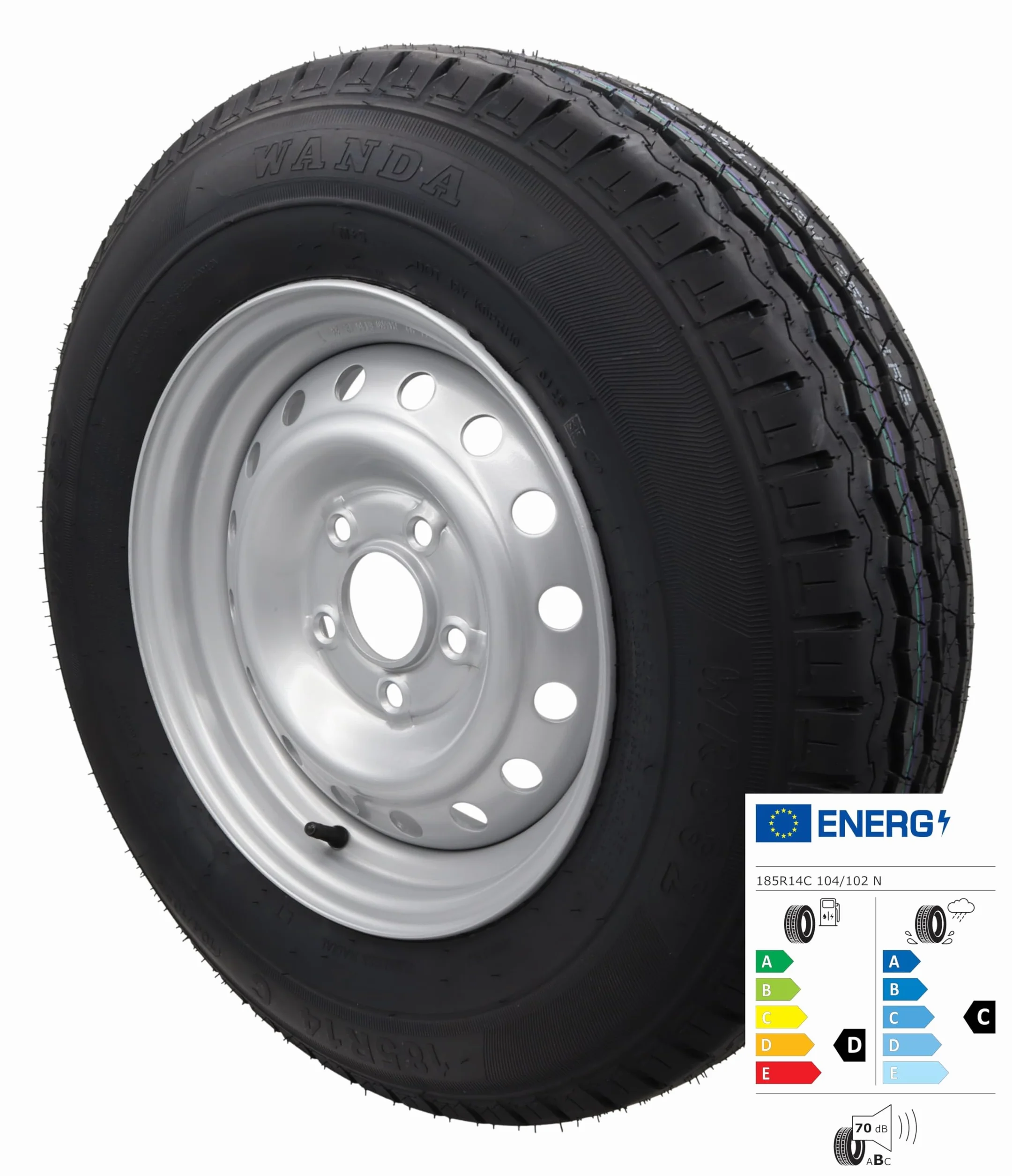 Roue complète 185R14C 112 x 5 900 kg 14" 185/14 R 14 C