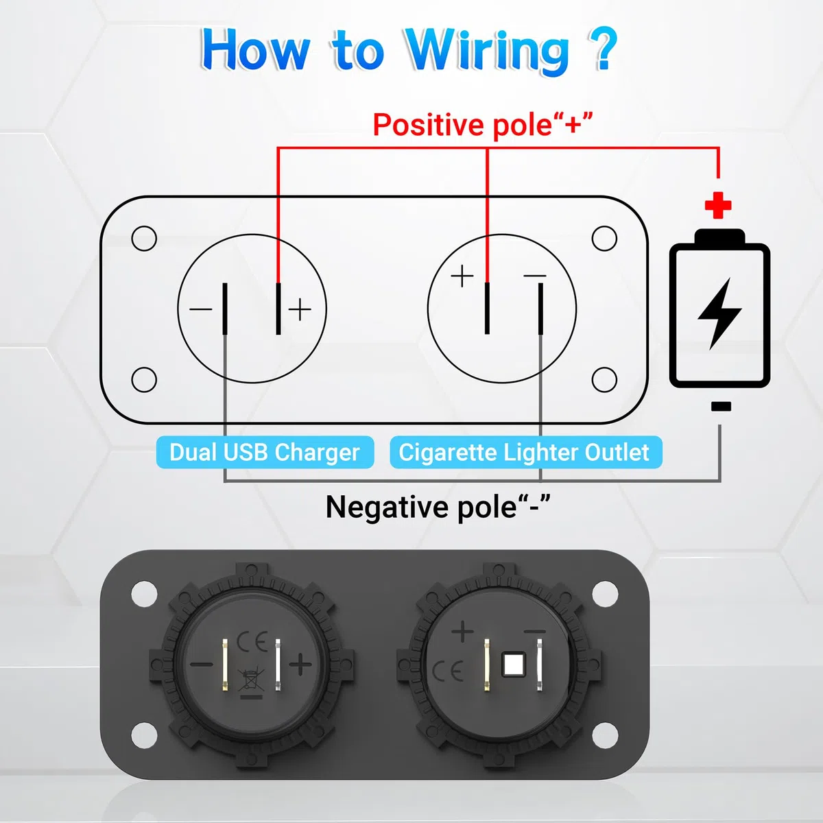 (3-USB) PD USB C Prise 12V Allume Cigare 300W: Qidoe Panneau Prise Chargeur de Voiture 12 Volt Adaptateur USB QC3.0 Allume Cigare Interrupteur Étanche pour Voiture, Bateaux, Bus, Camion, Camper, GPS