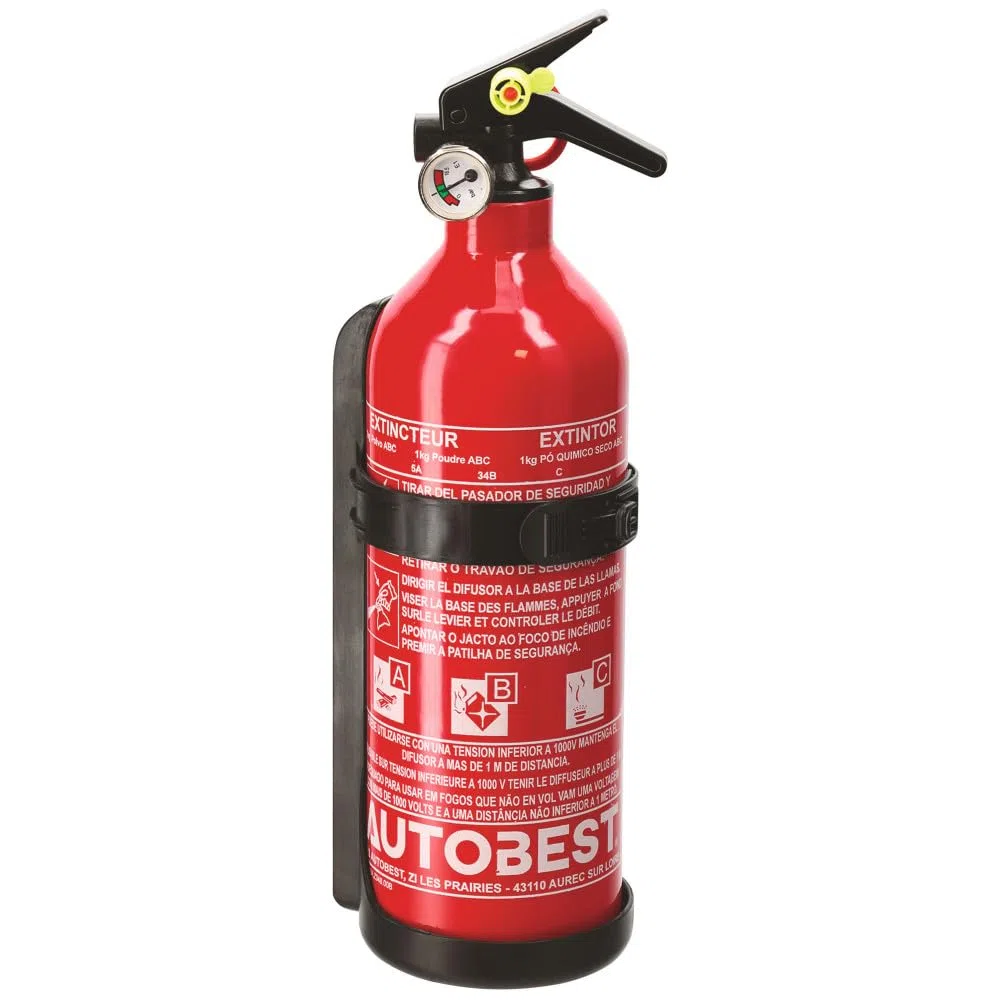 Autobest Extincteur 1kg à Poudre ABC Classes de Feux
