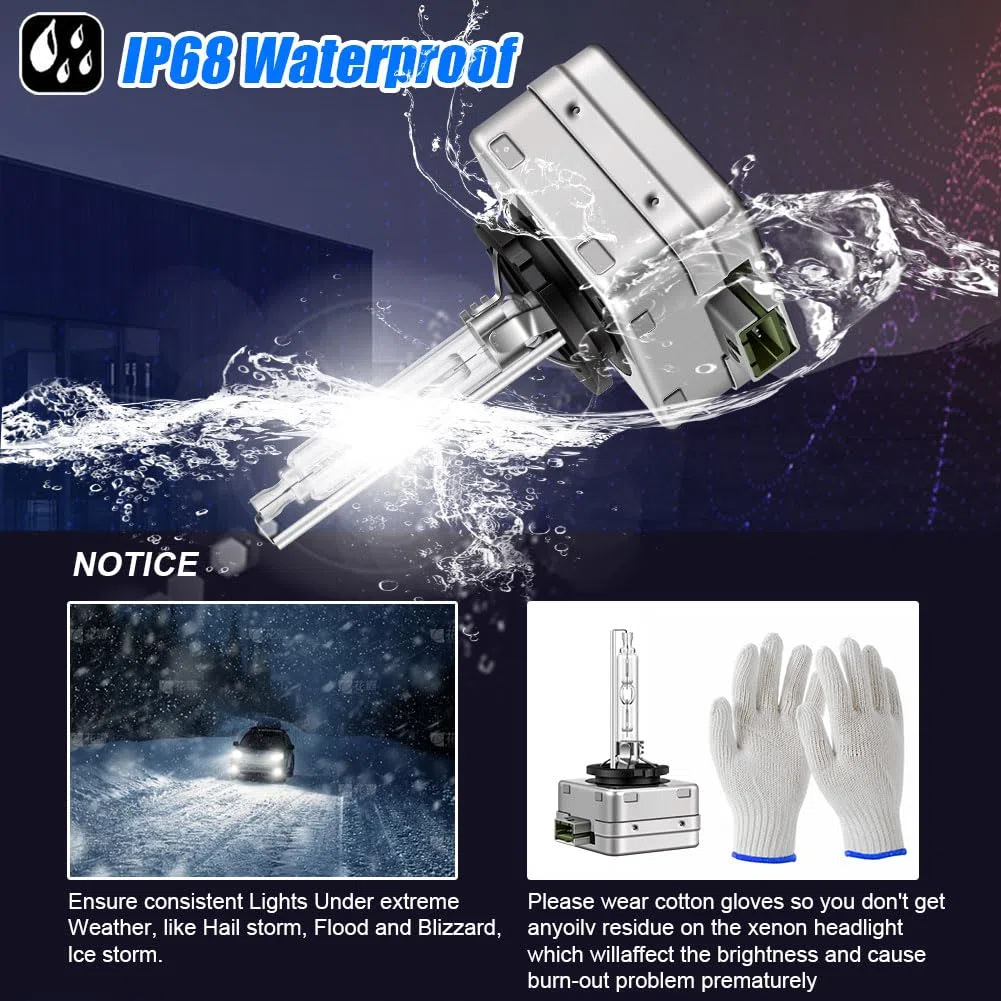 Erato D3S Xénon HID Ampoules Voiture, 6000K 35W Diamond Blanc Froid Ampoule Xenarc Décharge au Xénon 12V Remplacer HID Kit de Conversion Ultra Lumineux Phares Mise à Niveau étanche, 2 Lampes