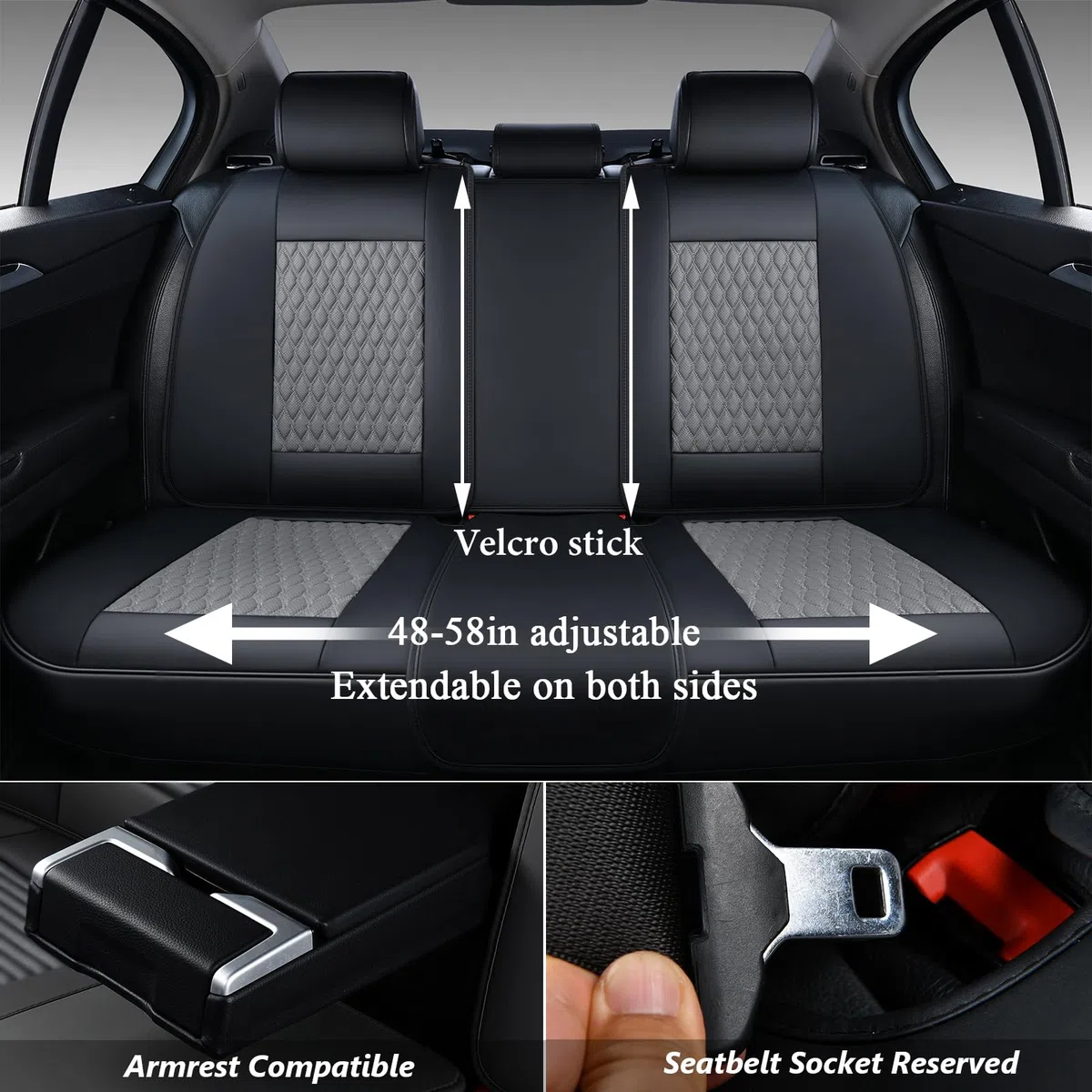 Coverado Housses de siège universelles pour Voiture, Ensembles de Housses de Protection Siège Voiture Avant 2 pièces, Cuir PU imperméable Housses Siège aux berlines SUV Pick-ups B8839 Seat