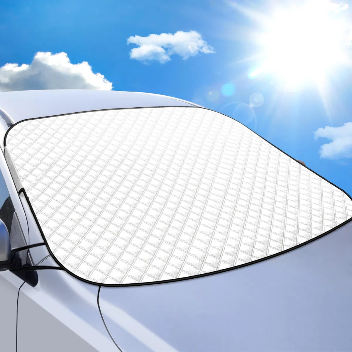 BLAZOR Couverture Pare Brise Voiture, Bâche Pare Brise Protection, Pare-Soleil Anti Givre Neige Anti Glace UV Soleil, Couverture Repliable Universelle pour la Plupart des Voitures et SUV