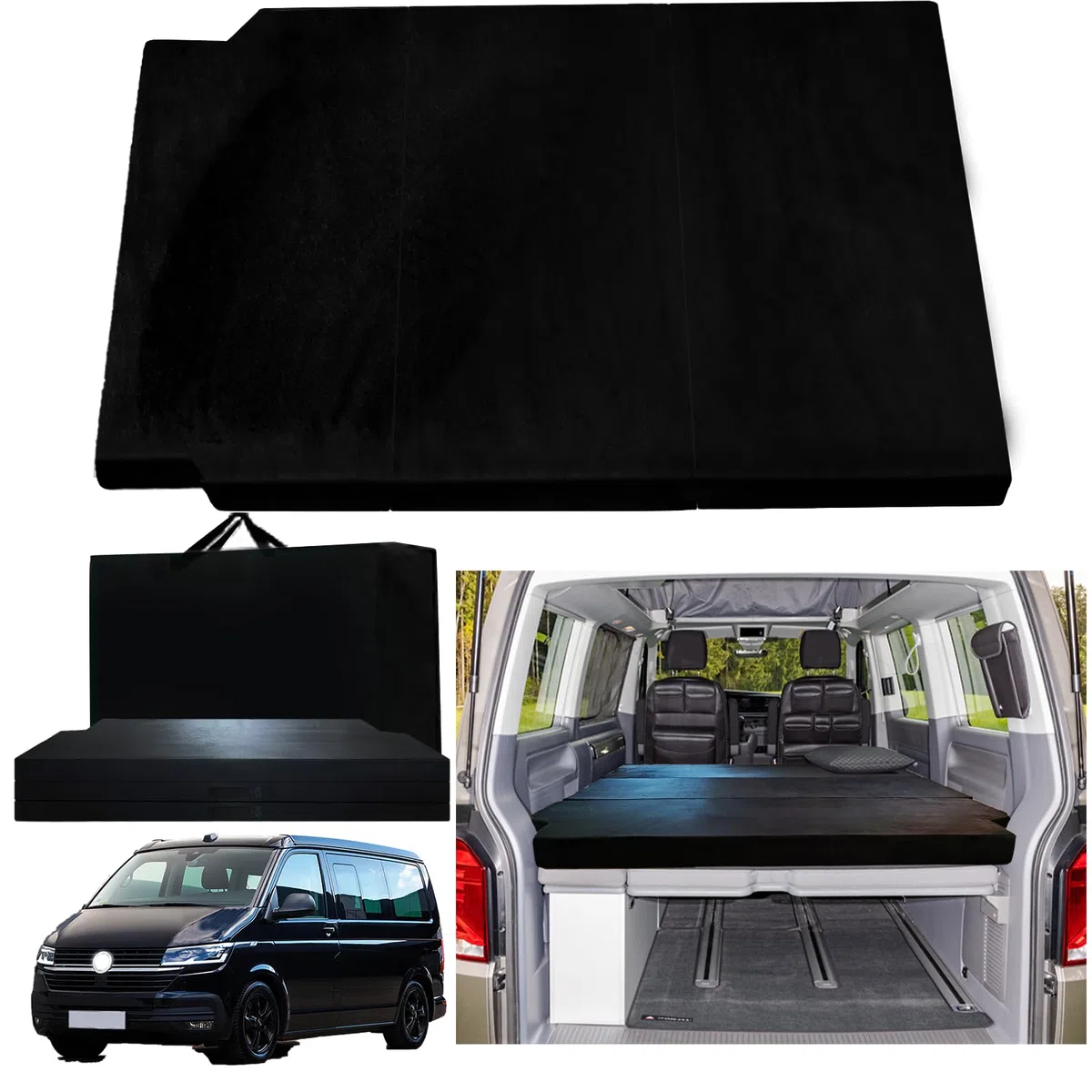 Matelas Pliant Portable épais Compatible avec VW T5 T6 T6.1 Multivan California Beach Caravelle et Transporter 186 x 148 x 8 cm Accessoires de Camping-Car