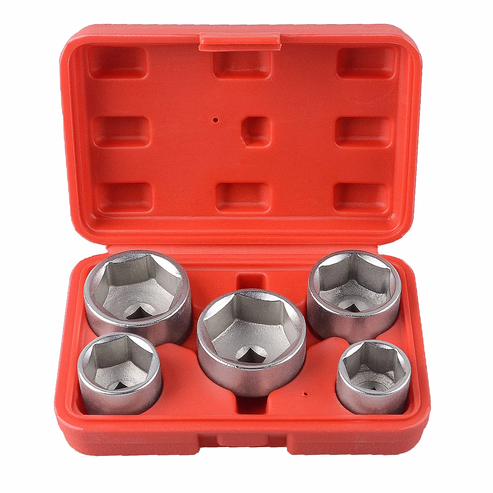 DAYUAN Lot de 5 douilles clés de démontage pour filtre à huile carré 3/8" Cr-V 24,27,32,36,38 mm 6 points