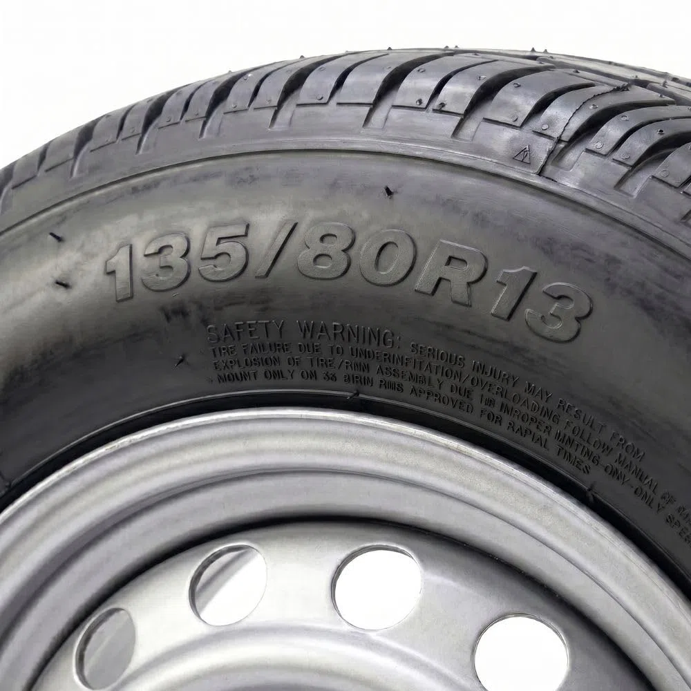 Roue complète 135/80R13 13" - 4 Trous - Entraxe 130mm - Déport 20 - Pour remorque - 13 pouces - Largeur 135mm - Indice de vitesse T 190km/h - Indice de charge 70 (335kg)