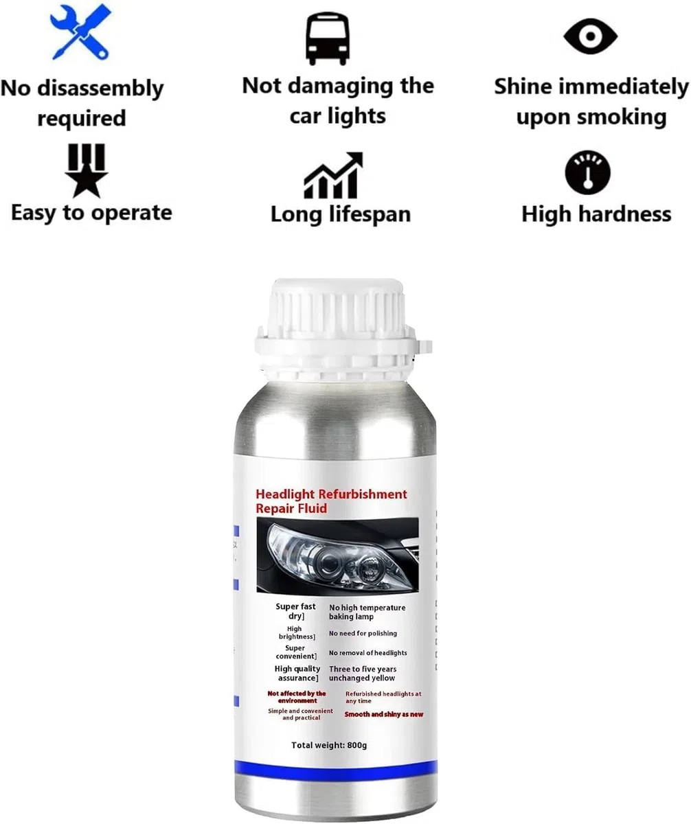 Générique Renovateur Phare Voiture/Moto,Liquide Restaurateur pour Phares Opacifiés Jaunis Ou Rayés,Nettoyant Réparateur Automobile (200ML)