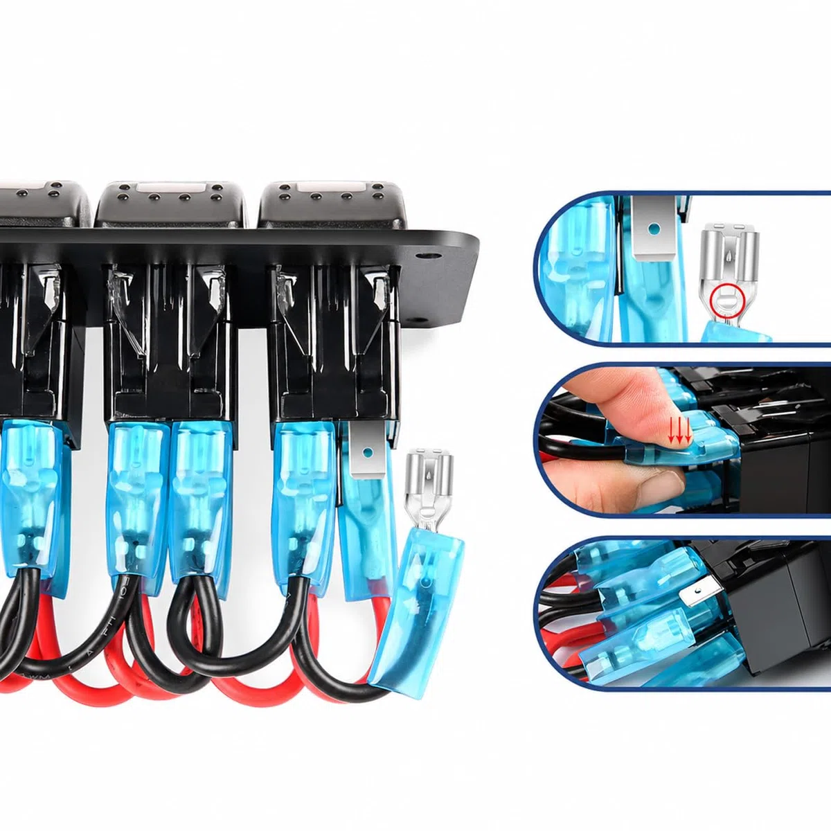 Gebildet 12V/20A, 24V/10A, 3 Gang Panneau en Aluminium Bascule Tableau de Bord Lumière LED, 5 Broches Marche/Arrêt Pré-Câblé Support de Commutateur à Bascule pour Voiture Automobile Bateau Marin