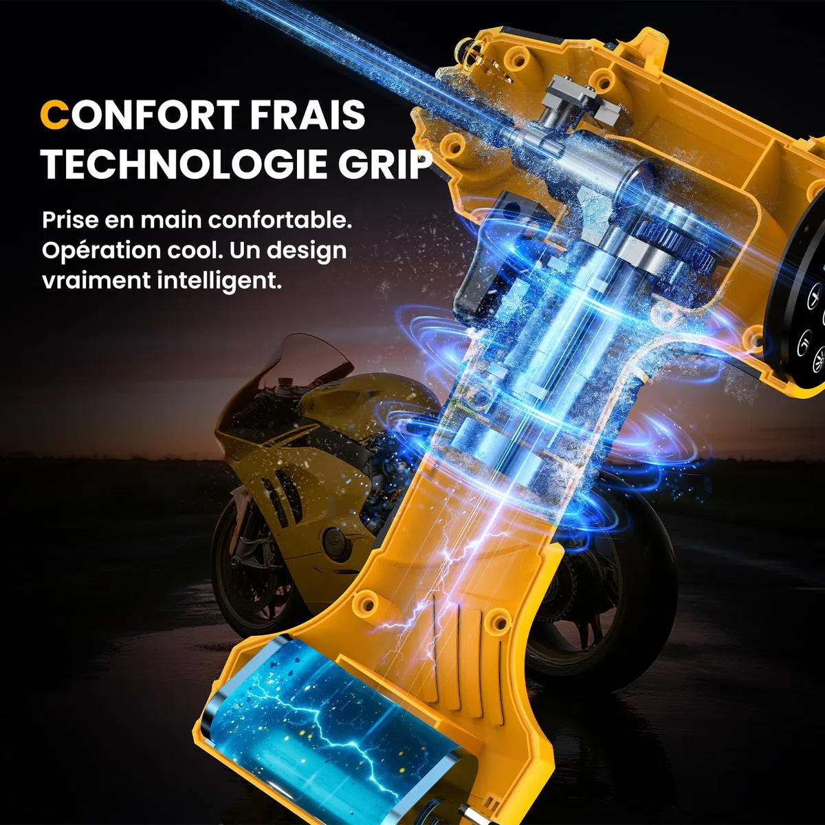Gonfleur Pneus Voiture Sans Fil – 150PSI 22L/Min Compresseur d‘Air Portatif, Batterie Rechargeable avec Arrêt Auto, Écran LED & 4 Modes:Voiture/Vélo/Moto/Ballon
