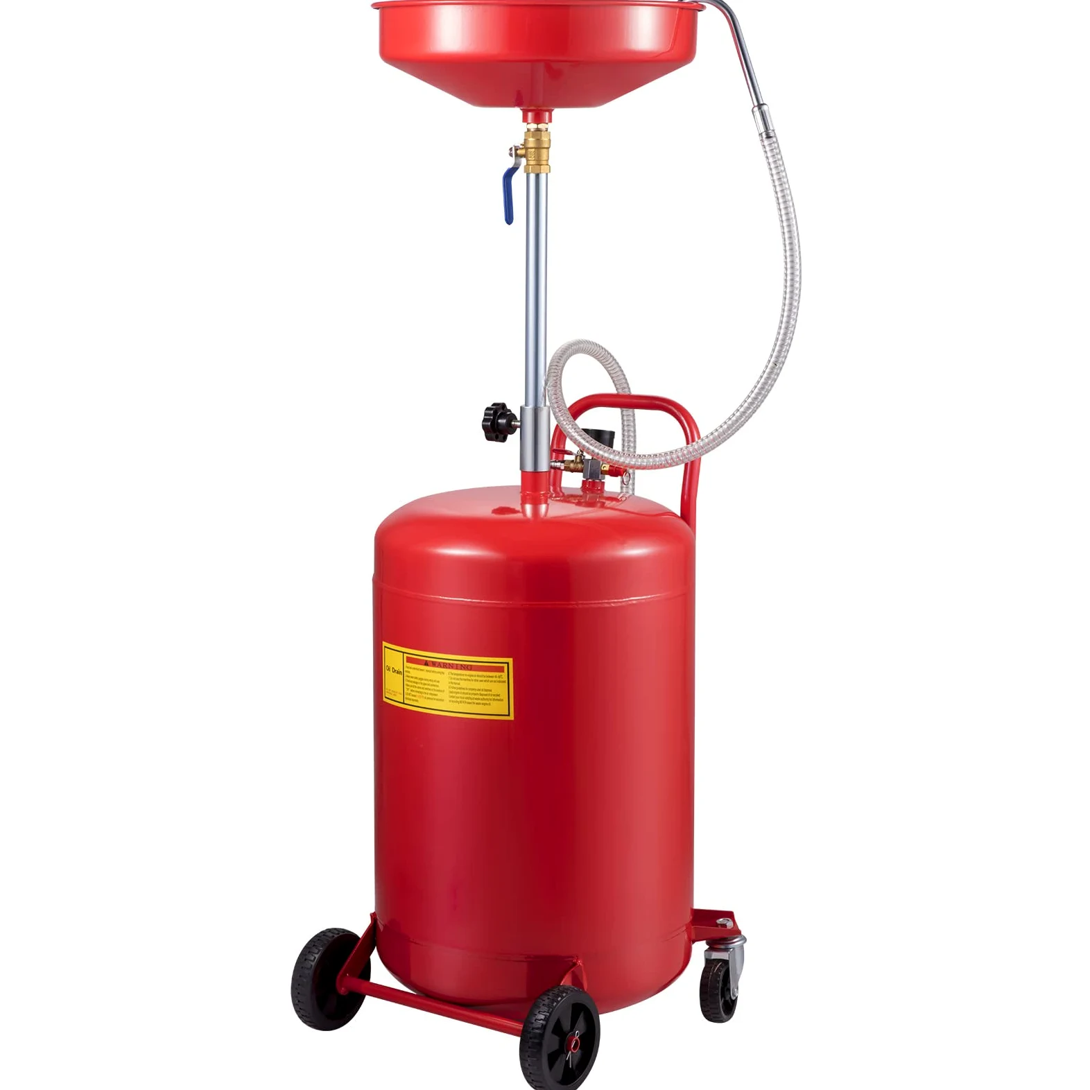VEVOR Réservoir de vidange d'huile usagée, 80 L, récipient de vidange d'huile Portable, Drainage de Transfert de Carburant Fluide, Hauteur d'entonnoir réglable, avec Roue pour Retrait Facile d'huile