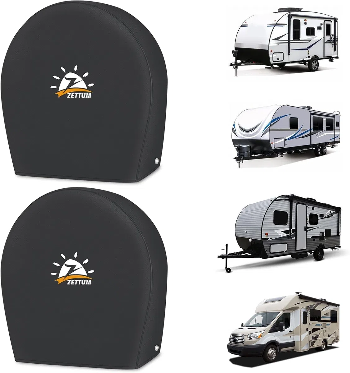 Zettum Les couvertures de pneus 2 Paquets d'adaptation diamètre du Pneu 66-73 cm, Housses pour Roue, PU Oxford Spareshroproof Wheel Cover pour RV, Camion, SUV, remorque de Voyage, Camping-Car