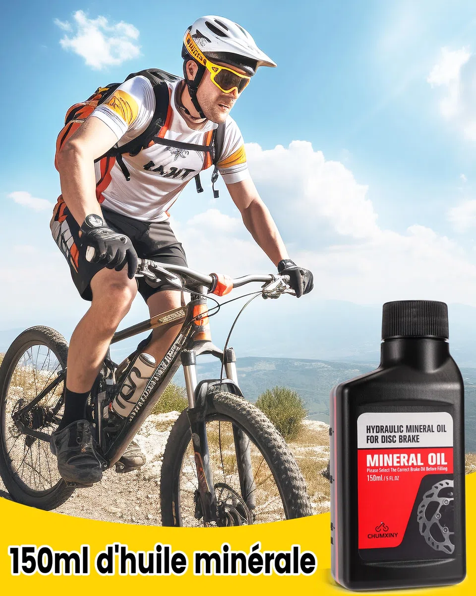 CHUMXINY Kit Purge Frein pour Shimano, TEKTRO, MAGURA Hydraulic Disc Series. kit Purge Frein Velo Comprenant des Raccords Métalliques et 150 ML de Liquide de Huile minérale.