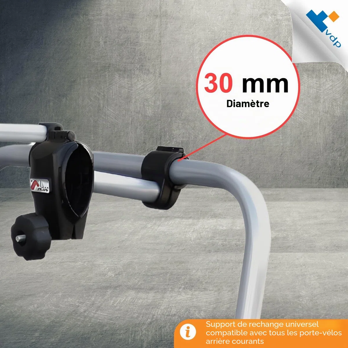 MENABO Support de Cadre Universel pour Porte-vélos - Court 17 cm - Support de Rechange pour Porte-vélo - Support de Cadre de vélo pour diamètre de Cadre de 3 à 7 cm - pour Tube en U de 3 cm de