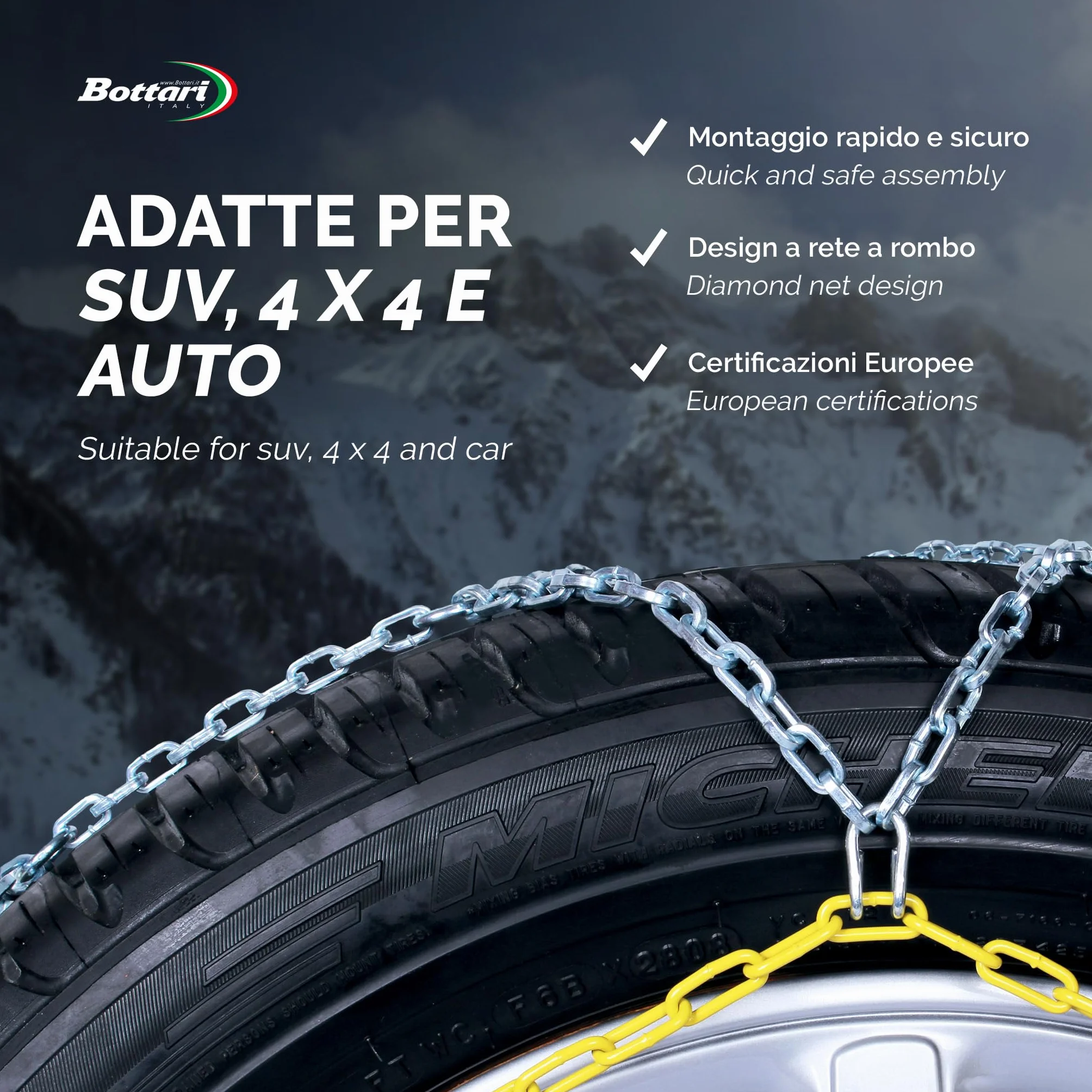 Bottari [Goodyear] 18833 "Rapid T2" Chaines à neige 9 mm, Taille 130, Compatibles ABS et ESP
