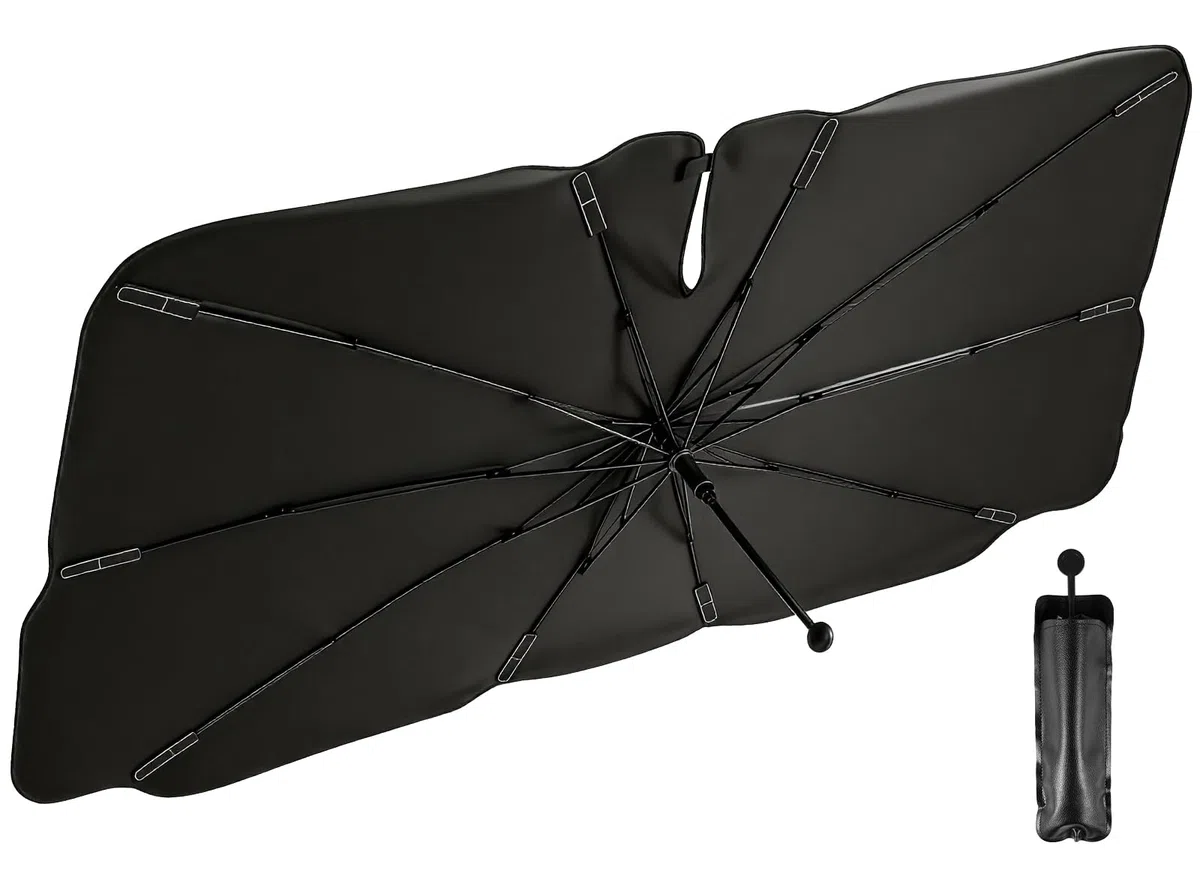 Pare Soleil Voiture Parapluie,Pare Soleil Parapluie pour Voiture,Parasol de Pare-Brise pour Voiture,Rotation à 360°, Pare-Soleil UV pour la Plupart des Voitures (75 cm × 135 cm)
