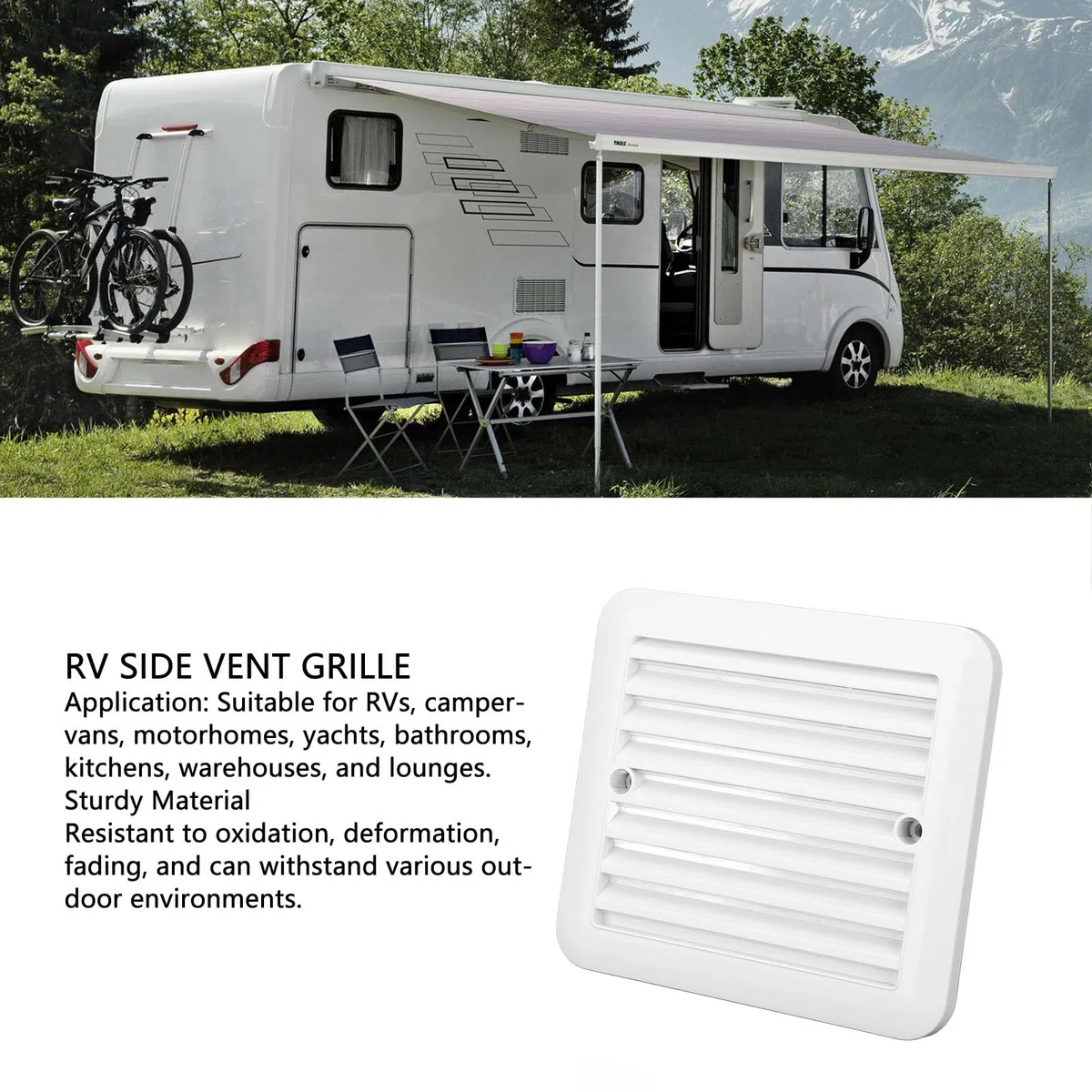 Luocute Grille de Sortie d'air pour Camping-Car, Grille D'aération Latérale Résistante à l'eau pour Camping-Cars, Camping-Cars, Bateaux, Yachts, échange d'air Rapide pour Cuisines,