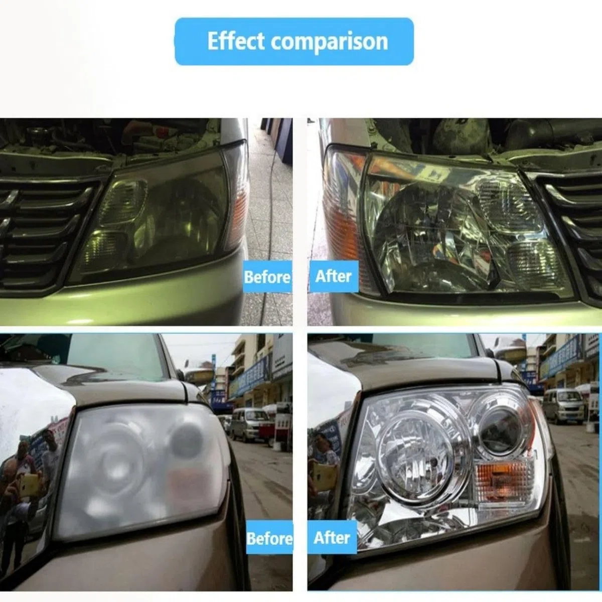 Générique Renovateur Phare Voiture/Moto,Liquide Restaurateur pour Phares Opacifiés Jaunis Ou Rayés,Nettoyant Réparateur Automobile (200ML)