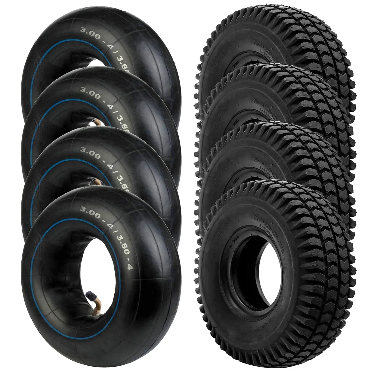 SPARES2GO Pneu 3.00-4 Pneumatique Mini Moto Quad 300x4 3.00x4 260x85 4 Jante 4 + Chambre à air x 4